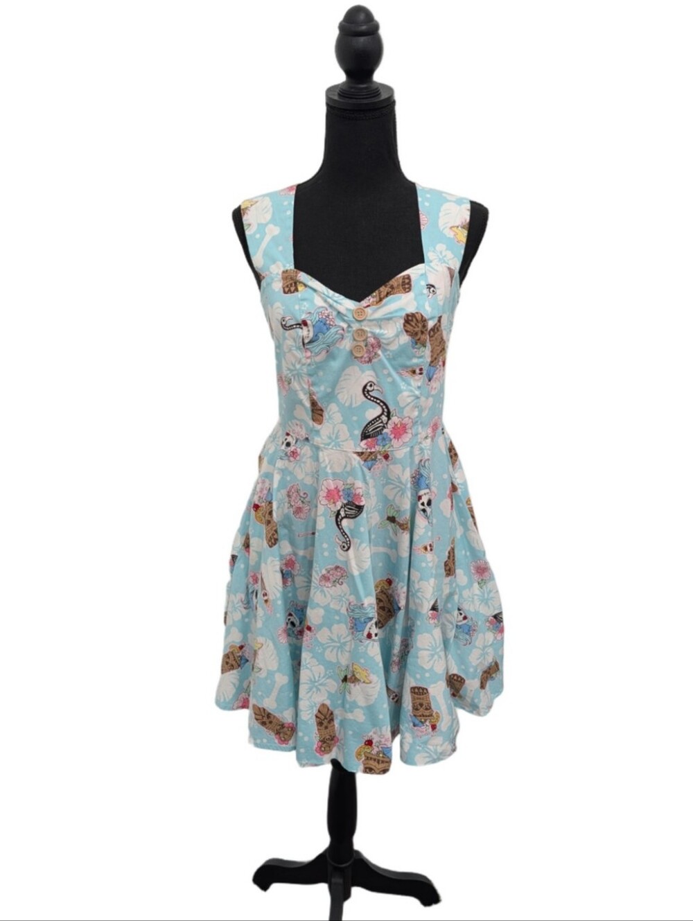 Hell Bunny Skull and Hibiscus Pin-Up Dress